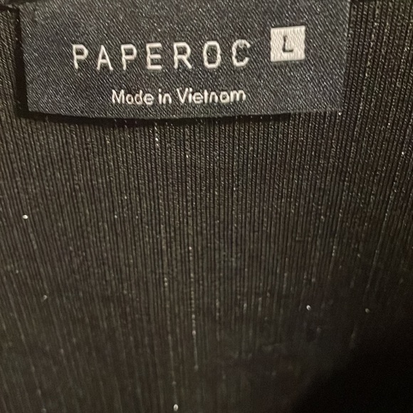 Paperoc Women’s Gray Silver Thread Dress Pants Midrift Blouse Size Large - Picture 3 of 16